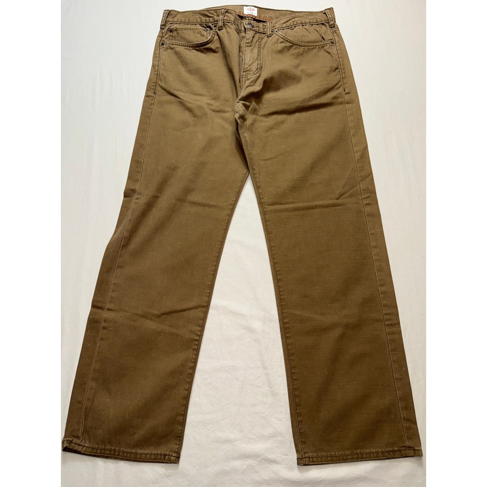 Dockers Straight Fit‎ Mens Brown Cotton Canvas Pants 34x29 Five Pocket Trousers